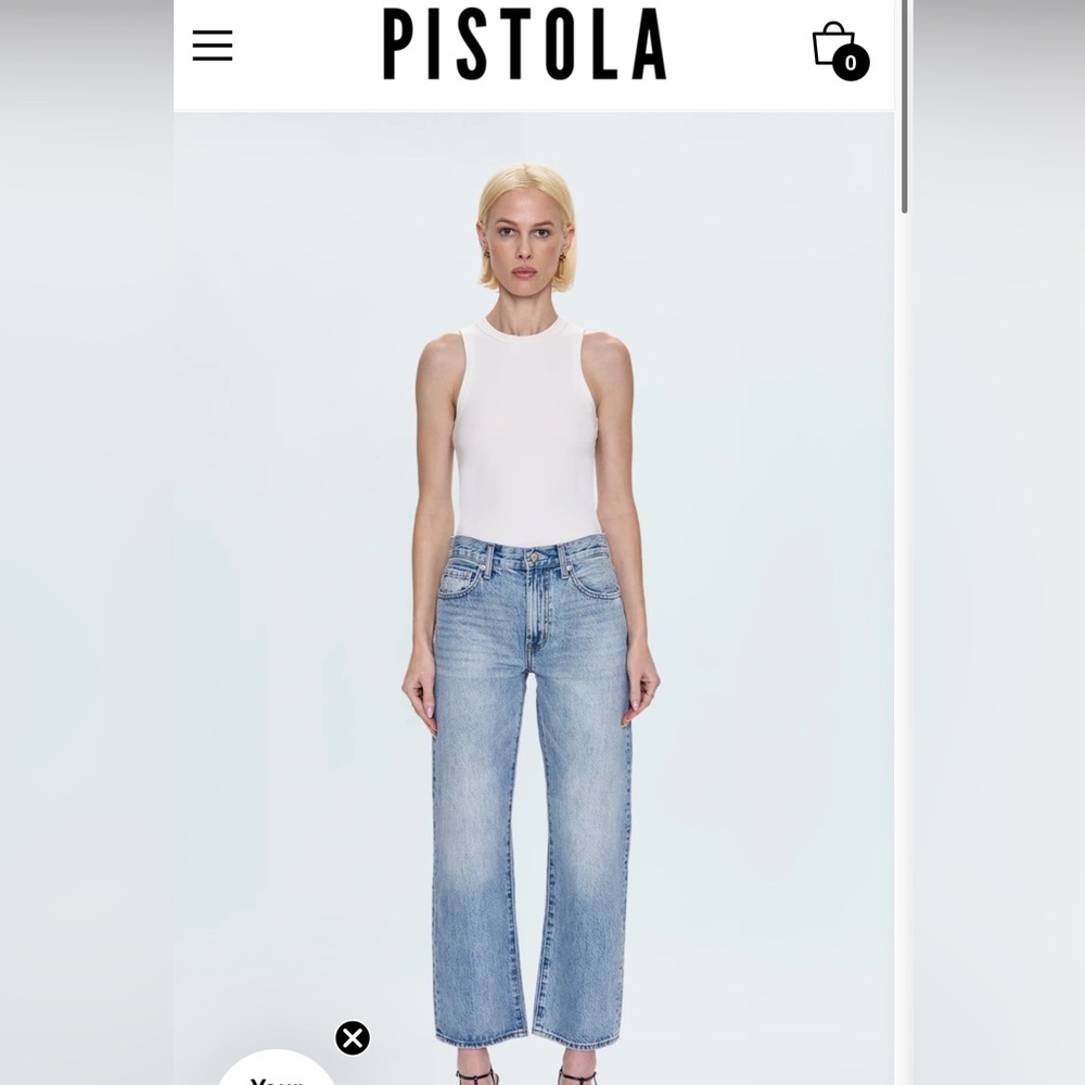 Pistola Lexi Mid Rise Bowed Straight Jeans - Bowie size 29